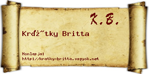 Krátky Britta névjegykártya